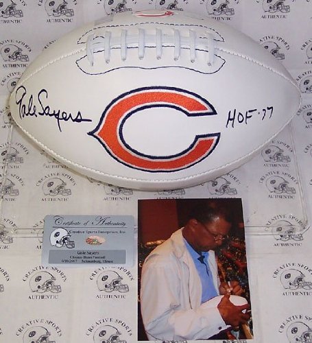 Gale Sayers Hand Signed Chicago Bears Logo Football