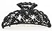 Hair Claw: 3.15 inch Black Lace Metal with Butterflies and Crystals
