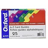 Oxford Card Guides, Alpha, 1/5 Tab, Polypropylene, 5 x 8 Inches, 25 per Set (73155)