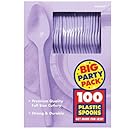 Amscan Big Party Pack 100 Count Mid Weight Plastic Spoons, Lavender