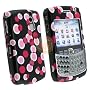 eForCity Solid Hard Plastic Shell Case + Screen Protector for RIM Blackberry Curve 8300 / 8310 / 8320 - Black w/ Pink Dot by eForCity