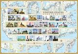 United States Lighthouses Map - Laminated Poster