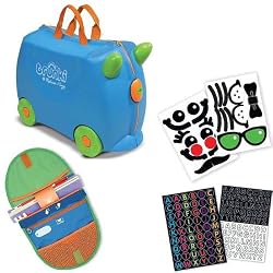 Melissa and Doug Trunki Terrence Ride On Luggage w Matching SaddleBag and Sticker Sets