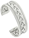 Sterling Silver Celtic Braid Wire Cuff Bangle Bracelet 20 mm (3/4 in.) wide