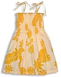 Solid Color Floral Spaghetti Strap Hawaiian Aloha Smocked Sun Dress - Small and Young Girl Size