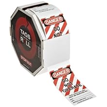 Accuform Signs TAR125 Tags By-The-Roll Lockout Tag, "Danger - Do Not Operate", On Roll in Octagonal Cardboard Dispenser, PF-Cardstock (Pack of 250)
