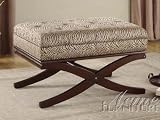 Vanity Bench with Zebra Print and Nailhead Trim in Espresso Finish
