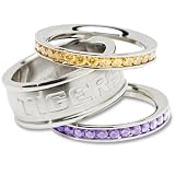 LSU  Logo Crystal Stacked Ring Set