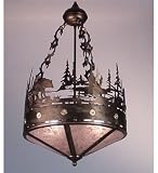 Meyda Tiffany 16in. Wide Black Bear Chandelier Antique Copper/Silver Mica 13337