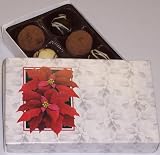 Scott's Cakes Cocoa Covered Dark & White and Dark & White Chocolate Truffles 1/2 Pound Poinsettia Box