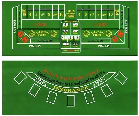 REVERSIBLE BLACKJACK AND CRAPS CASINO LAYOUT HOME STYLE