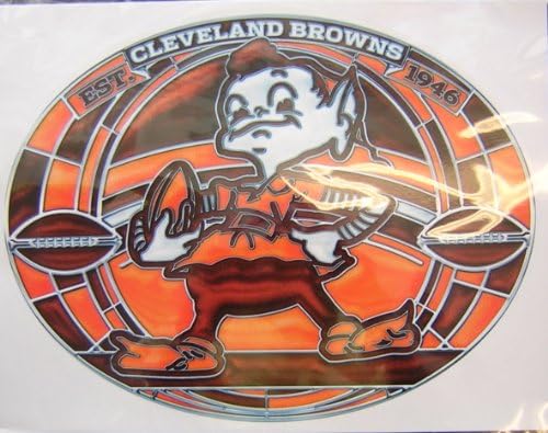 Cleveland Browns Brownie Elf Stain Glass Corn Hole Decal 11x17