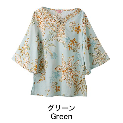 かりゆしウェア レディース (沖縄版アロハシャツ) チュニック クロトンスター