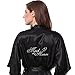 Joytton Women's Satin Kimono Robe with Embroidered Maid of Honor Short