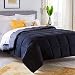 Linenspa All-Season Reversible Down Alternative Quilted Oversized Queen Comforter - Hypoallergenic - Plush Microfiber Fill - Machine Washable - Duvet Insert or Stand-Alone Comforter - Black/Graphite
