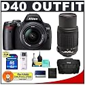 Nikon D40 Digital SLR Camera with 18-55mm f/3.5-5.6G ED II AF-S DX Lens and Nikon AF-S 55-200mm f/4-5.6G ED DX VR Zoom-Nikkor Lens + 4GB (SD) Card