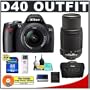 Nikon D40 Digital SLR Camera with 18-55mm f/3.5-5.6G ED II AF-S DX Lens and Nikon AF-S 55-200mm f/4-5.6G ED DX VR Zoom-Nikkor Lens + 4GB (SD) Card