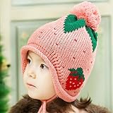 Great Deal High quality Baby Kids Knit Hat Crochet Winter Warm Earmuffs Beanie Ear Cap Strawberry