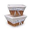 Badger Basket Honey Wicker Nursery Basket with White Waffle Liner and 4 Ribbons Set of Two
