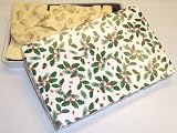 Scott's Cakes 1 lb. White Chocolate Cashew Bark in a Holly Box