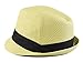 Hatter Mens Big Size Summer Straw Fedora Trilby Hat XL(60), XXL(62) Beige/Black