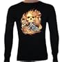 Biker with Skull in Flames Thermal Shirt, XX-Large, Black