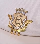 Royal Initials Crystal Golf Ball Marker & Crown Hat/Visor Clip - Gold 