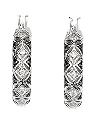 14K White Gold Black and White Diamond Hoop Earrings - 0.25 Ct. -- LIFETIME WARRANTY
