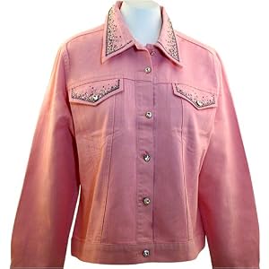Buy Christine Alexander Pink Colored Denim and Spandex Jacket Accented with Swarovski Crystals... by Christine Alexander