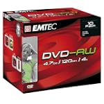 EMTEC 4.7 GB 4x Silver Single-Layer ReWritable Disc DVD-RW, EKOV-RW47104JCN, 10-Discs with Jewel Cases