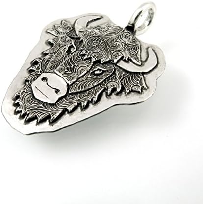 Handmade Sterling Silver Bison Pendant or Buffalo Pendant, 986d