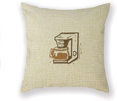 HSArtStore Coffee Maker Cotton linen decorative pillow pad cover square box 18 x 18 inch
