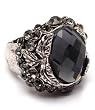 Gothic Rockabilly Chunky Black Crystal Stone Fashion Ring