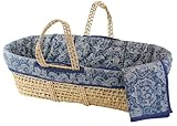 Tadpoles Faded Damask Moses Basket Set, Blue