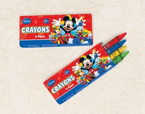 Mickey Mouse Party Favors - 1 Box of 4 Crayons