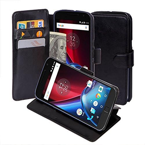 MOTO G4 Plus Case, NXC [Wallet Series][Simple and stylish] [Slim Fit][Card Slot][Stand Feature]MOTO G4 Plus Case with Flip Cover &amp; Stand, Black