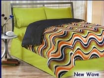 New Wave Back To School Comforter and Sheet Set Multi Colored Waves w/ a matching laundry sack! , Twin, Green
