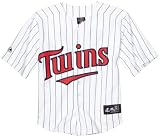 MLB Boys' Minnesota Twins Joe Mauer Button Down Jersey with Name & Number (Navy, 10/12)