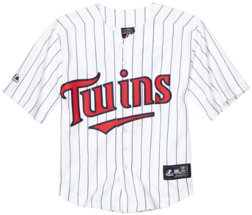 MLB Boys' Minnesota Twins Joe Mauer Button Down Jersey with Name & Number (Navy, 14/16)