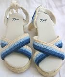 Girl Size 11, Blue Crochet, Wedge Heal Dress Sandles Shoes