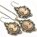 Brown Cameo Necklace Fashion Jewelry Set Pendant Charm Dangle Drop Earrings