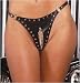 Boom Boom Babes Sexy One Size Romantic Boxed Womens Leather Cut Out Thong with Chain and stud trim