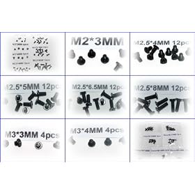LaptopScrewsDirect M2x3 m2.5x4 m2.5x5 m2.5x6.5 m2.5x8 m3x3 m3x4 Screw Kit,ideal for system build and repair. These are extremely hard to find screws, includes 7 different sizes covering most laptops in the Dell range Latitude,Vostro,Inspiron,Xps,Precision,Studio D410,D420,D
