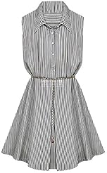 Sophisticated Acrylic/Cotton Sleeveless Striped Print  Dress