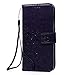 S7 Edge Case, Mavis's Diary Wallet Embossed Butterfly Floral PU Leather Protective Case with Soft TPU Bumper Inner Card Slots & Wrist Strap for Samsung Galaxy S7 Edge with Dust Plug & Pen - Purple