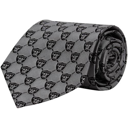Oakland Raiders Woven 1 Silk Necktie