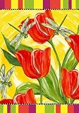 Tulips and Dragonflies Garden Flag, 12x18