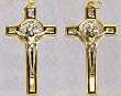 Saint Benedict Crucifixes - 3" Height - Latin Cross Cross - Gold Plating - Pendant