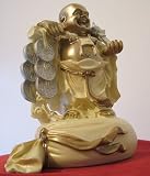 Laughing Buddha  in Gold and White Colours, 15cms Tall - from Spiritual Gifts. Usually dispatched within 2 working days.