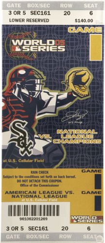 Jermaine Dye Chicago White Sox - 2005 WS GM 1 - Autographed Mega Ticket with WS MVP Inscription